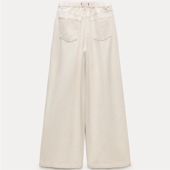 Women's Cream Wide-Leg Pants - Picture 6 of 6